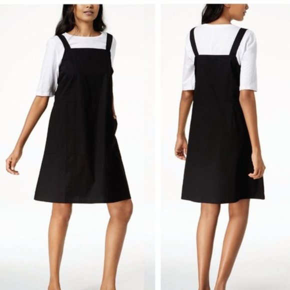 Eileen Fisher Women's XL Black Organic Cotton Tank Apron Dress Side Zip closure - Picture 3 of 10